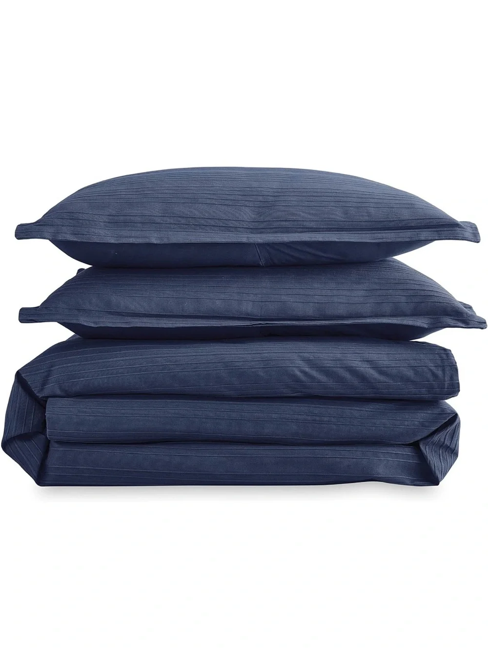 Scott Living King 3pc Duvet Cover Set 100% Cotton Navy With 2 Pillow Shams